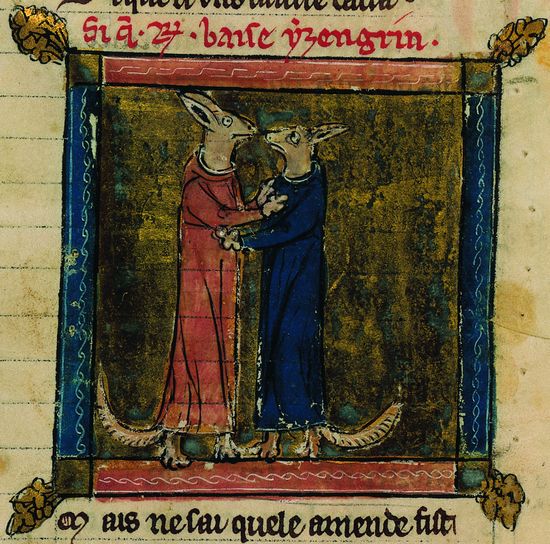 <i>Roman de Renart</i> : Renart et Ysengrin en costumes de moines